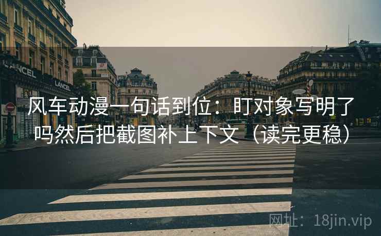 风车动漫一句话到位：盯对象写明了吗然后把截图补上下文（读完更稳）