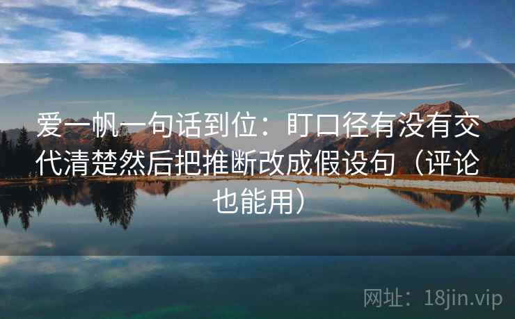 爱一帆一句话到位：盯口径有没有交代清楚然后把推断改成假设句（评论也能用）