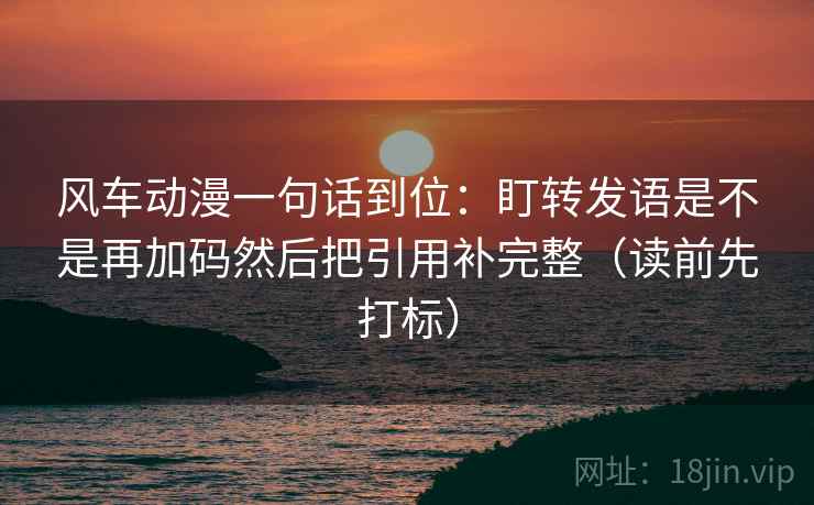 风车动漫一句话到位：盯转发语是不是再加码然后把引用补完整（读前先打标）