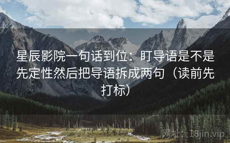 星辰影院一句话到位：盯导语是不是先定性然后把导语拆成两句（读前先打标）